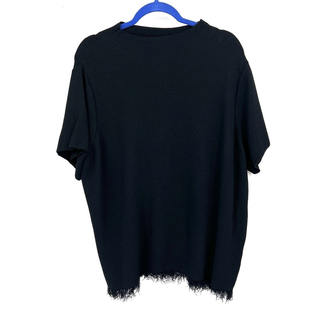 Rachel Roy textured nylon rayon blend funnel neck fringe top heavyweight 3X